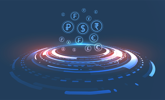  Banking and Insurance Digital Solutions digital dial image with money icons