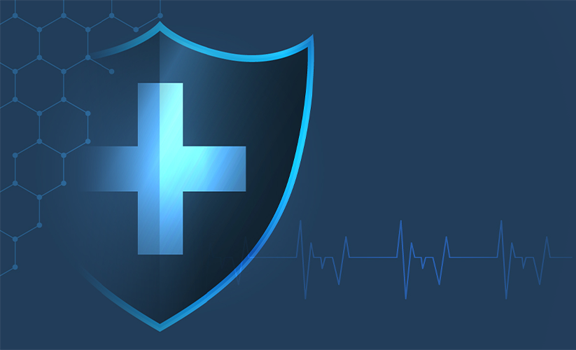  Secure Digital Health Solutions neon cross inside a shield