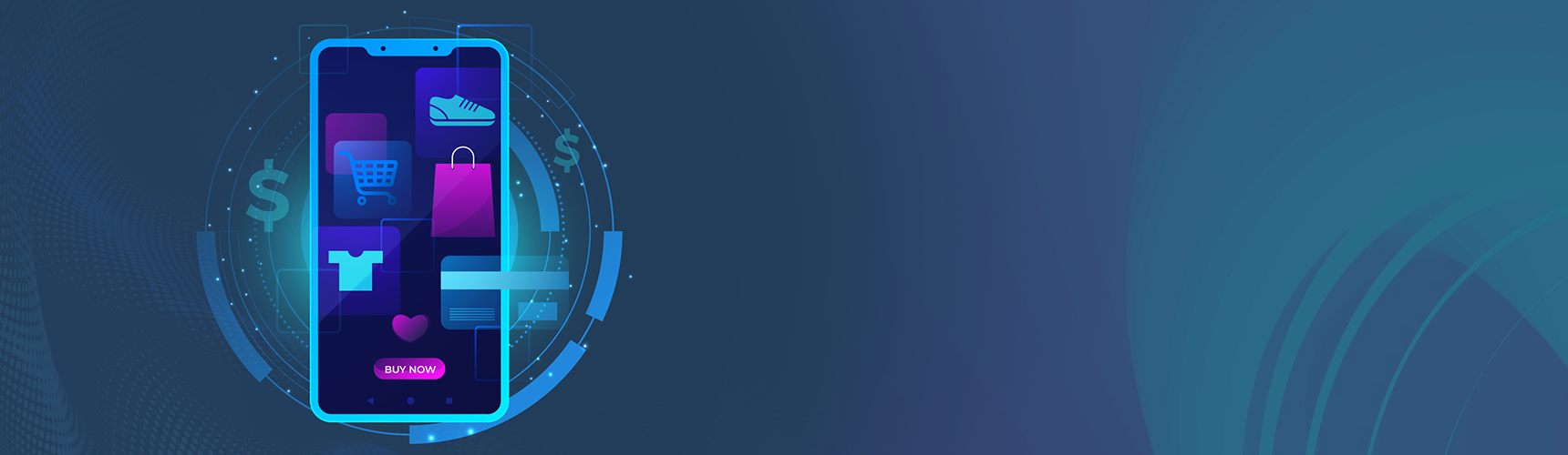  Omnichannel Retail Technology  neon graphic smartphone with neon app icons